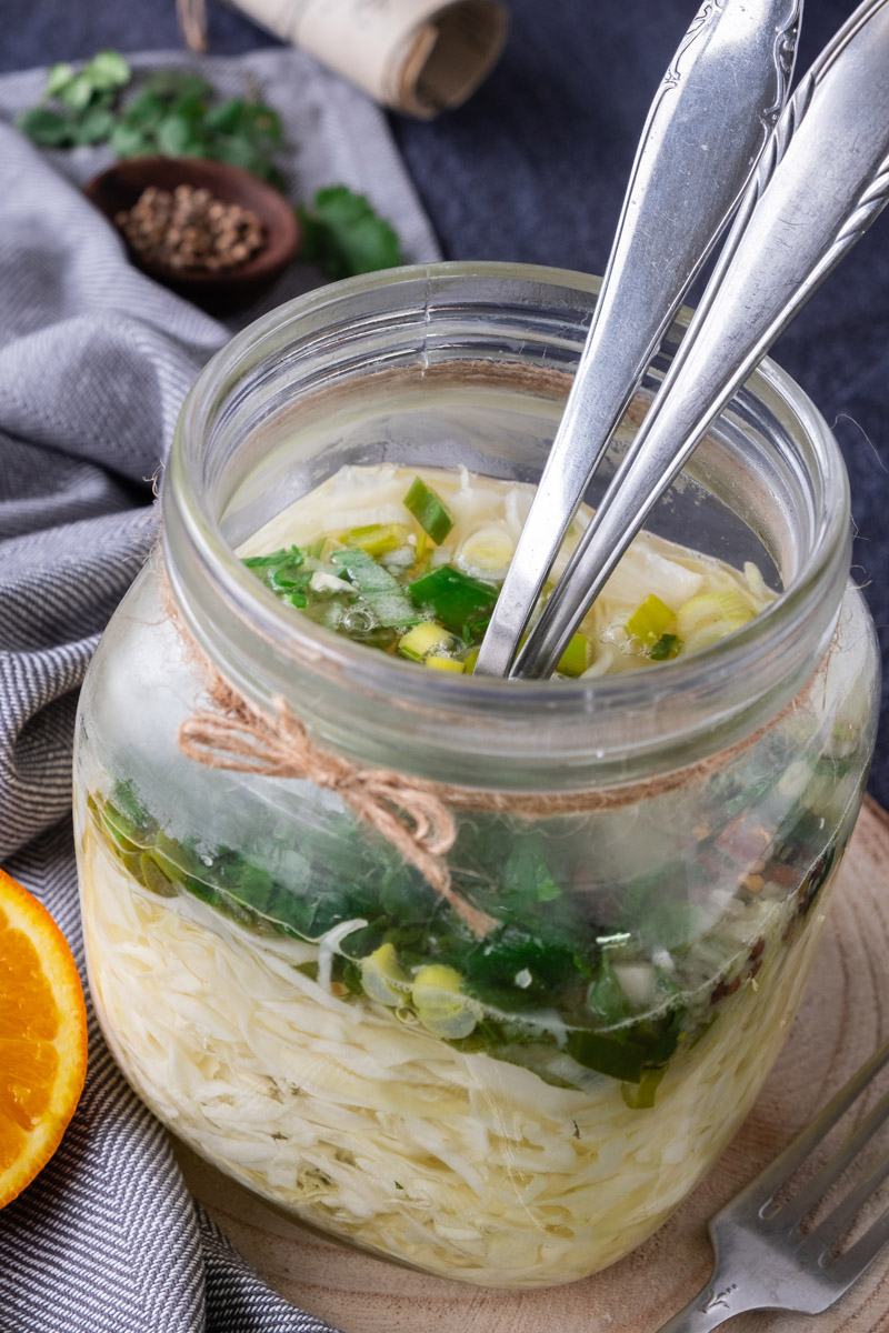 Pickled Cabbage in Jar.
