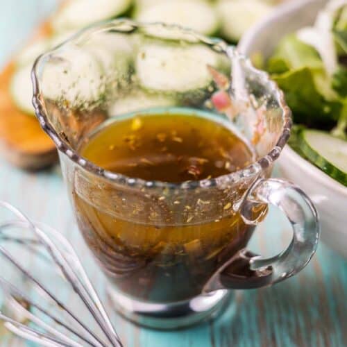 blackcurrant vinaigrette in a glass cup