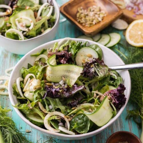 fennel and cucumber salad in a bowl