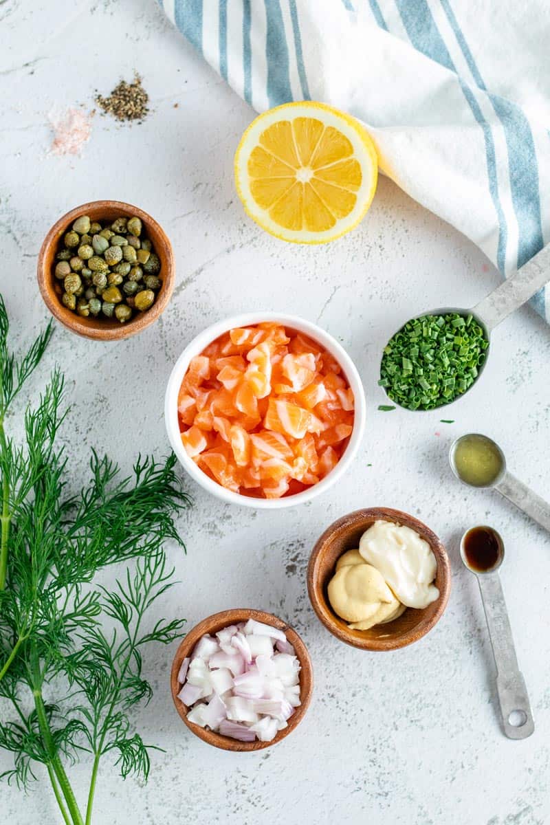 Salmon Tartare Ingredients.