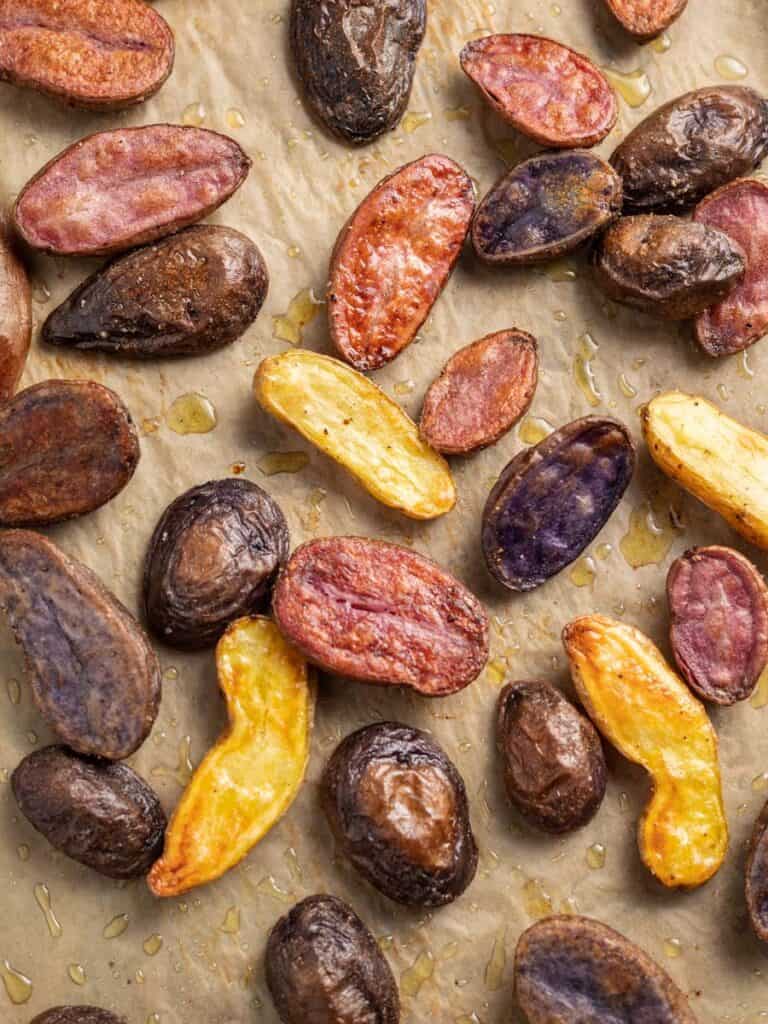 fingerling potatoes on a baking sheet