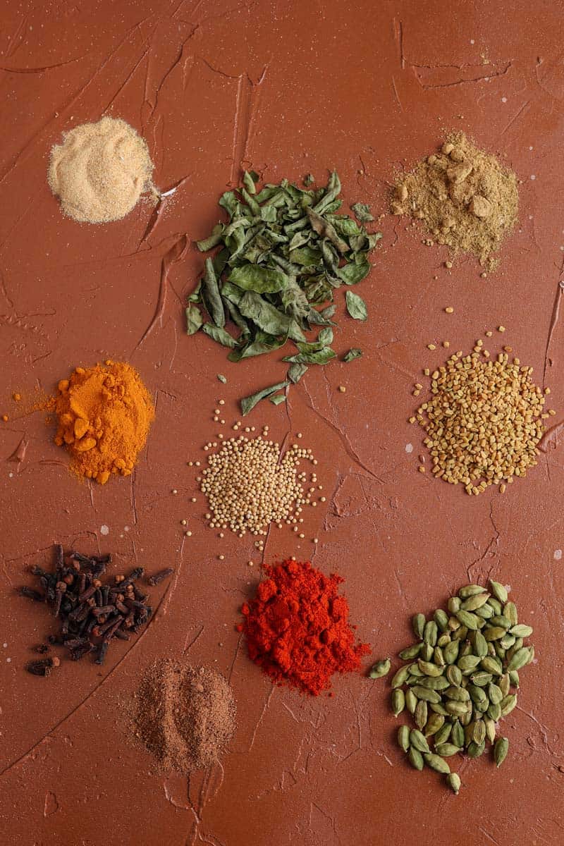 vadouvan spices on a background