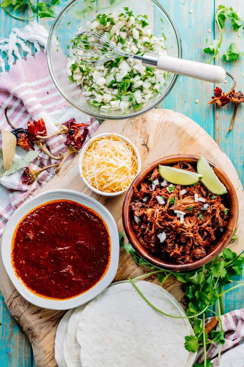 Birria tacos ingredients.