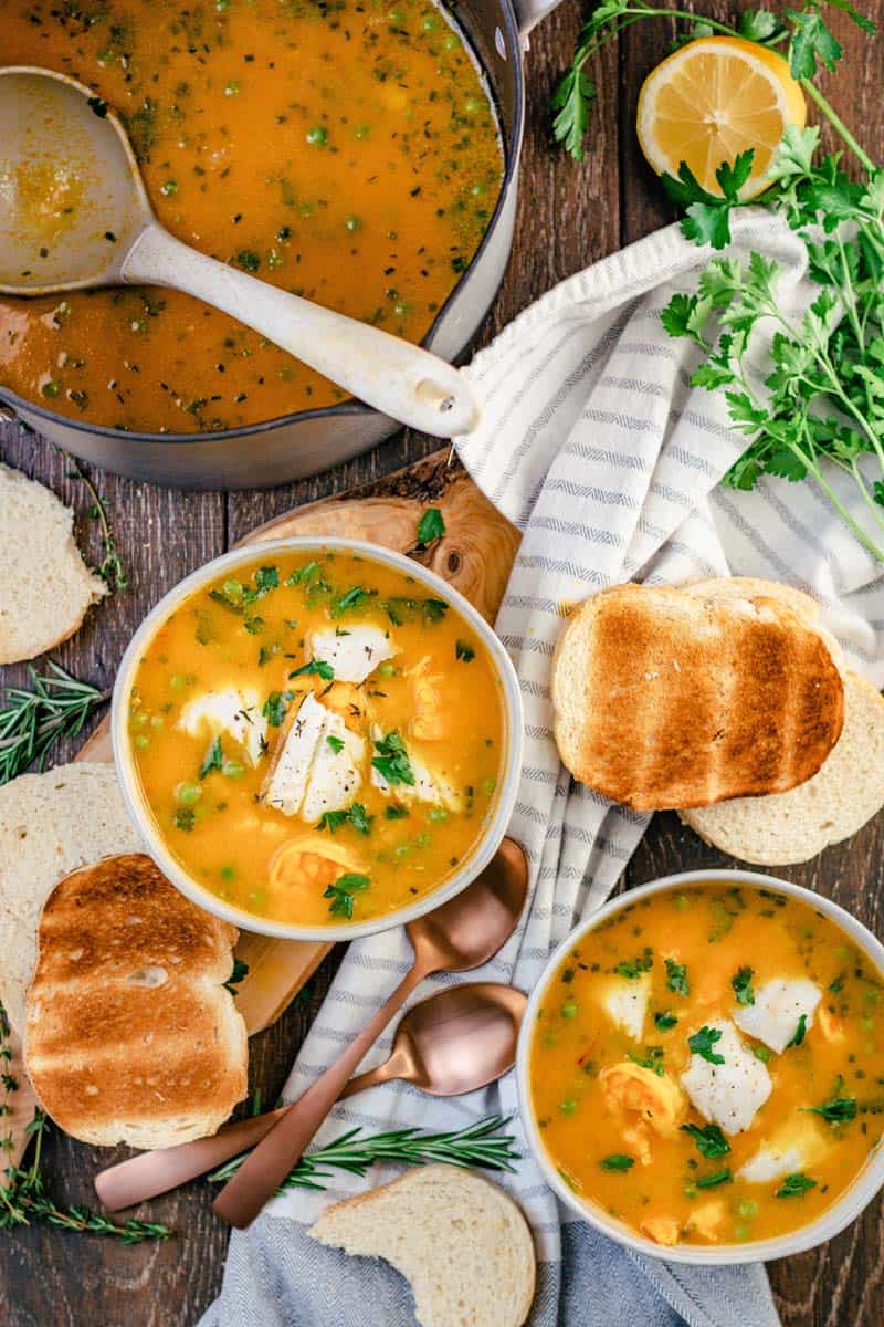 bouillabaisse in bowls
