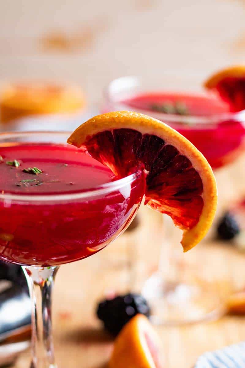 blackberry mezcal margarita in glass