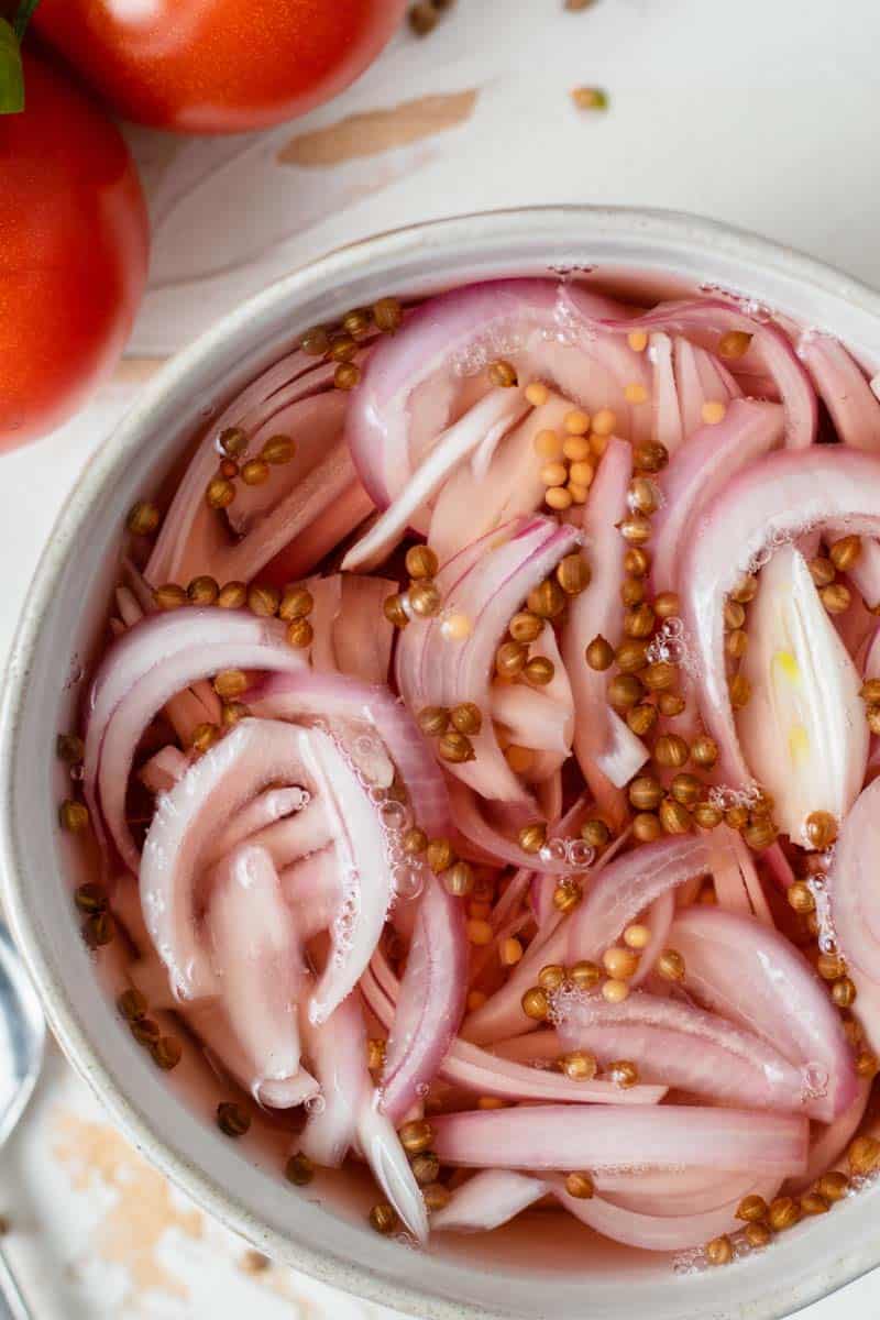 pickled shallots in dish