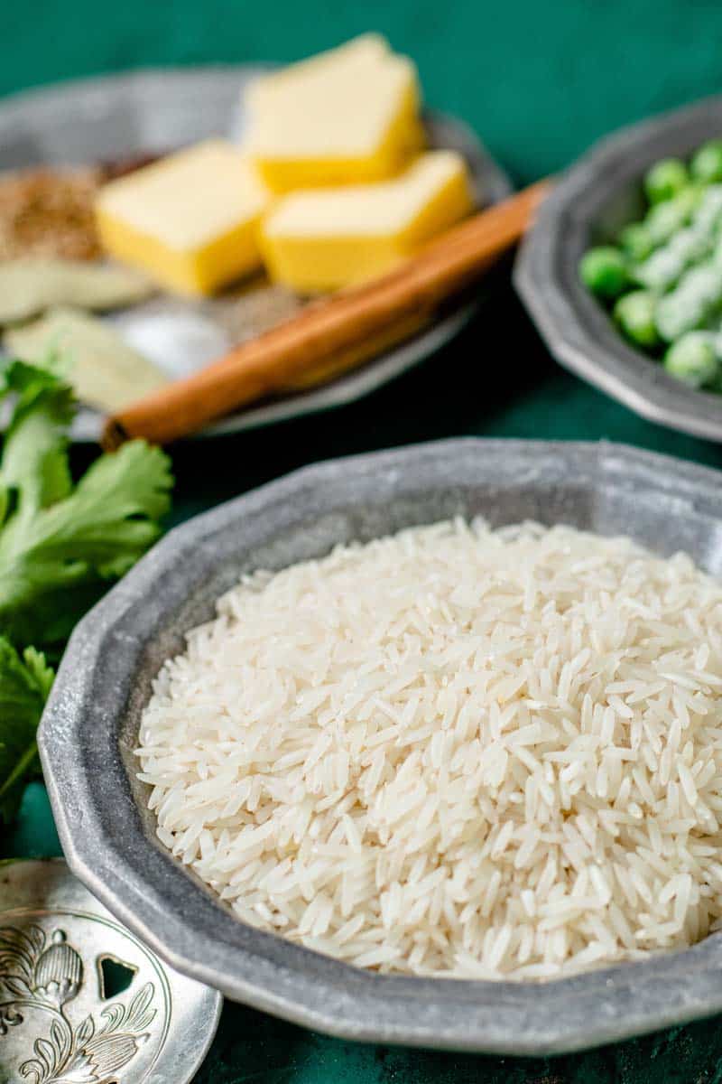 basmati rice uncooked in bowl