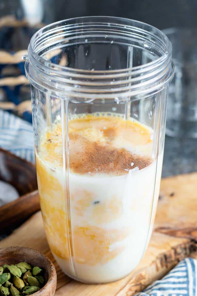 passionfruit lassi ingredients in blender