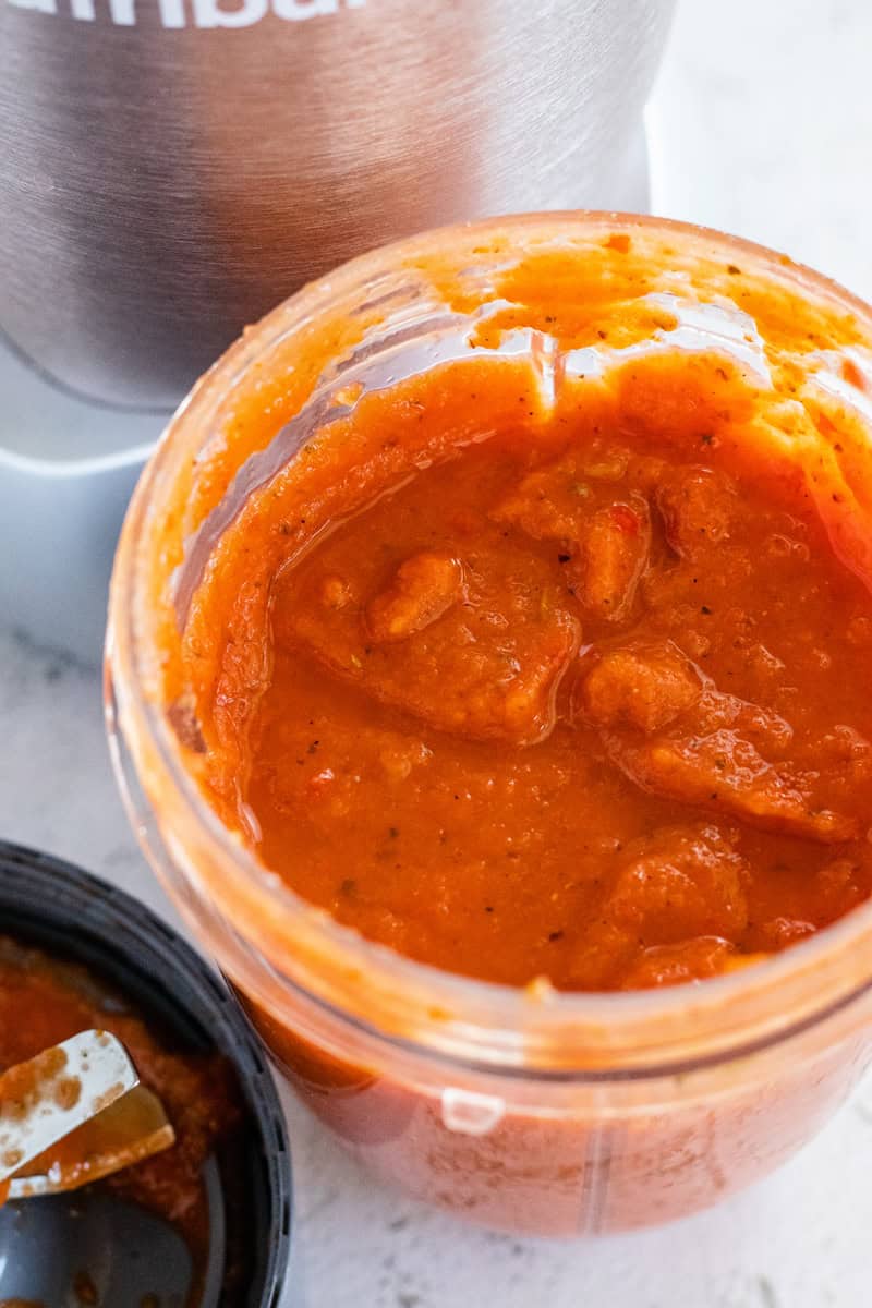tinga adobo in a blender