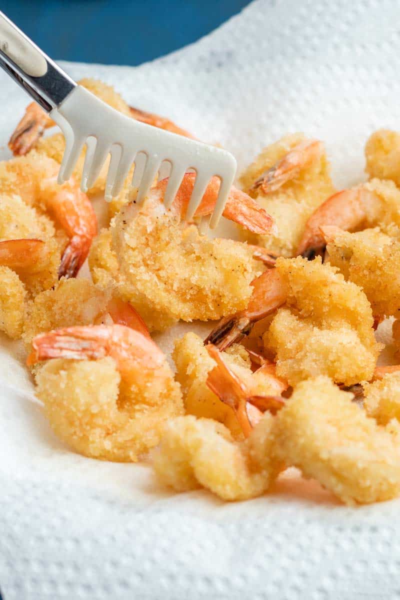 fried shrimp on a paper towel