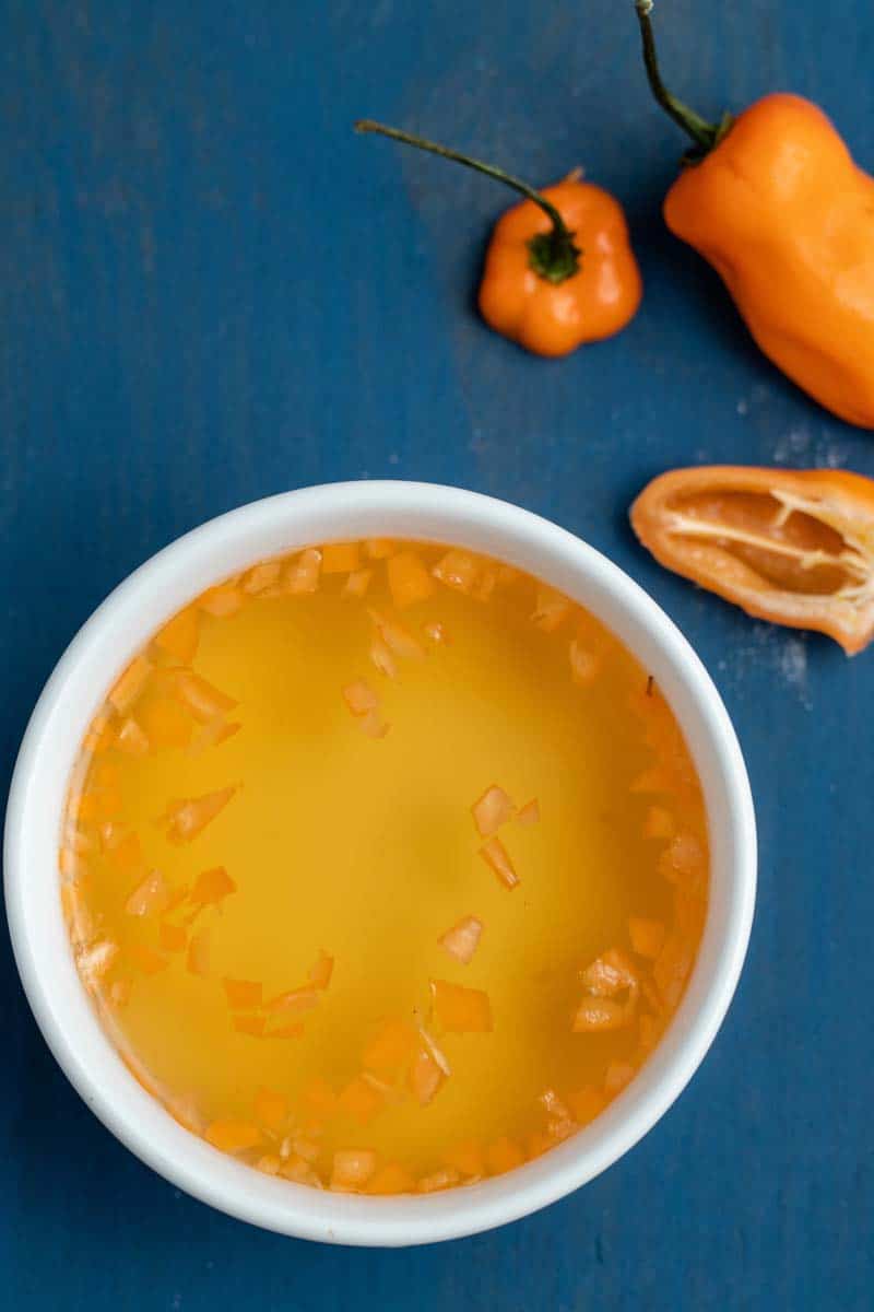 pickled habanero peppers in a bowl