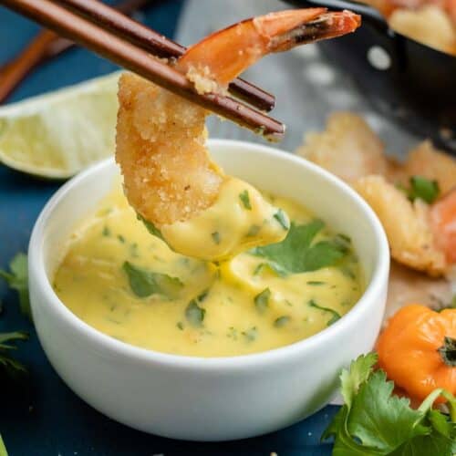 fried shrimp dipped in mango habanero sauce