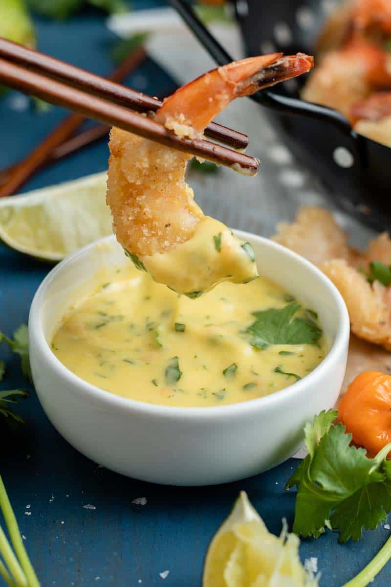fried shrimp with mango habanero sauce