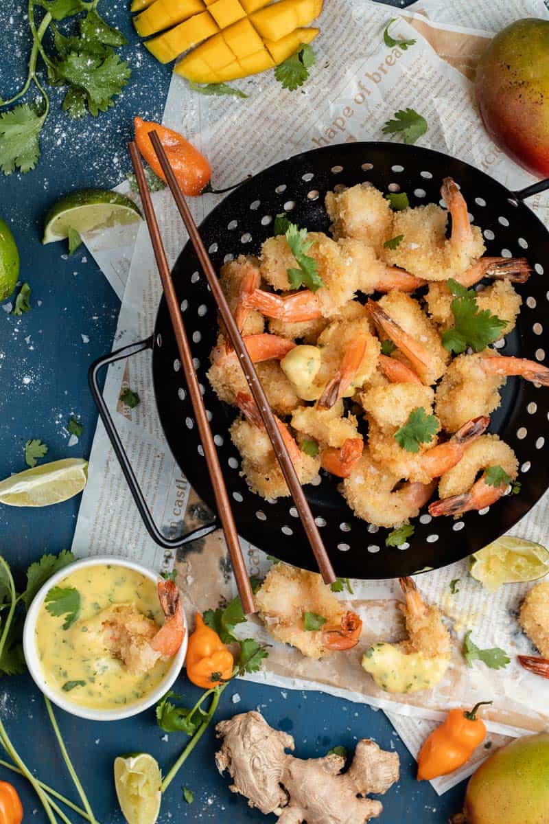 fried shrimp with mango habanero sauce