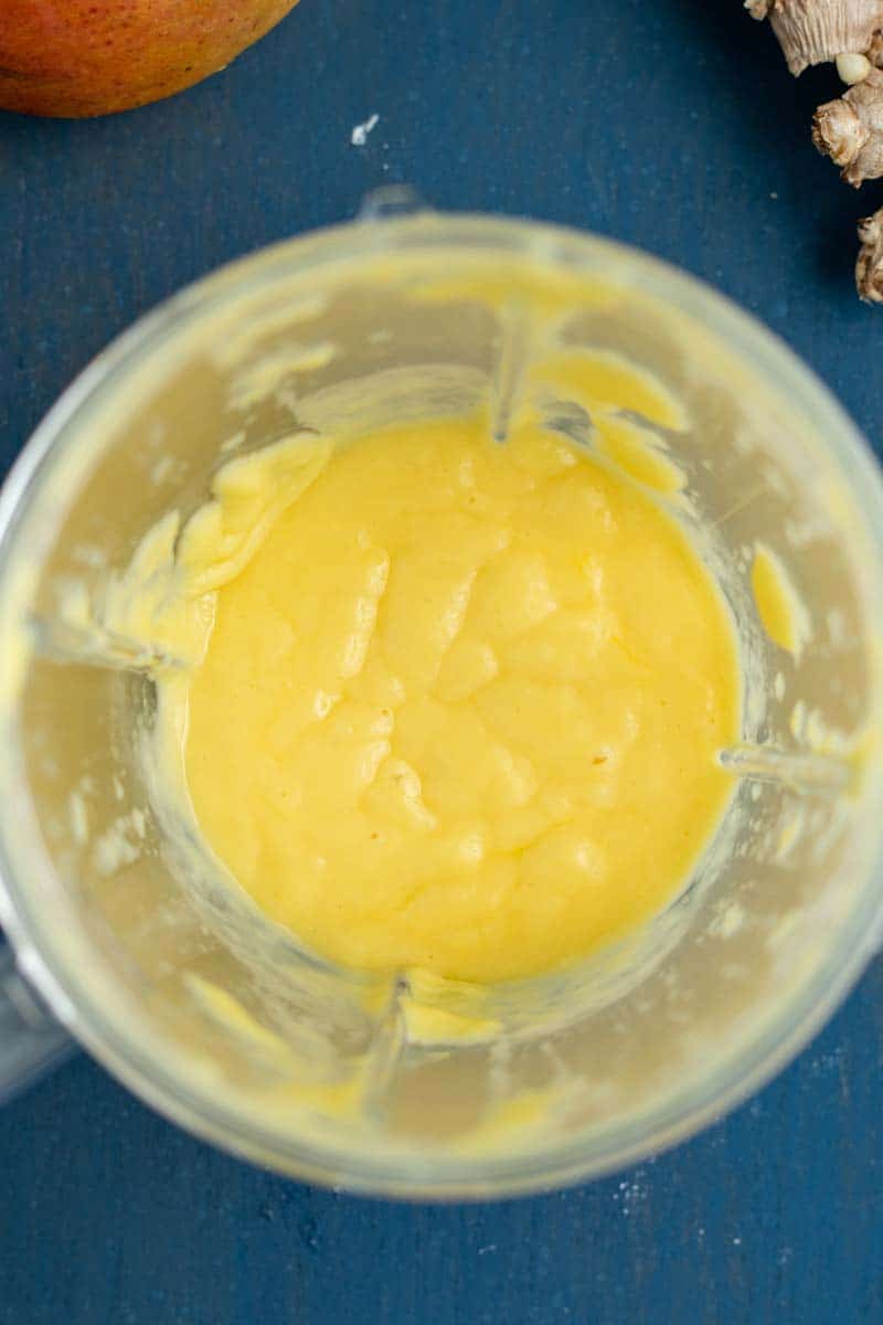 mango habanero sauce ingredients blended in a food processor
