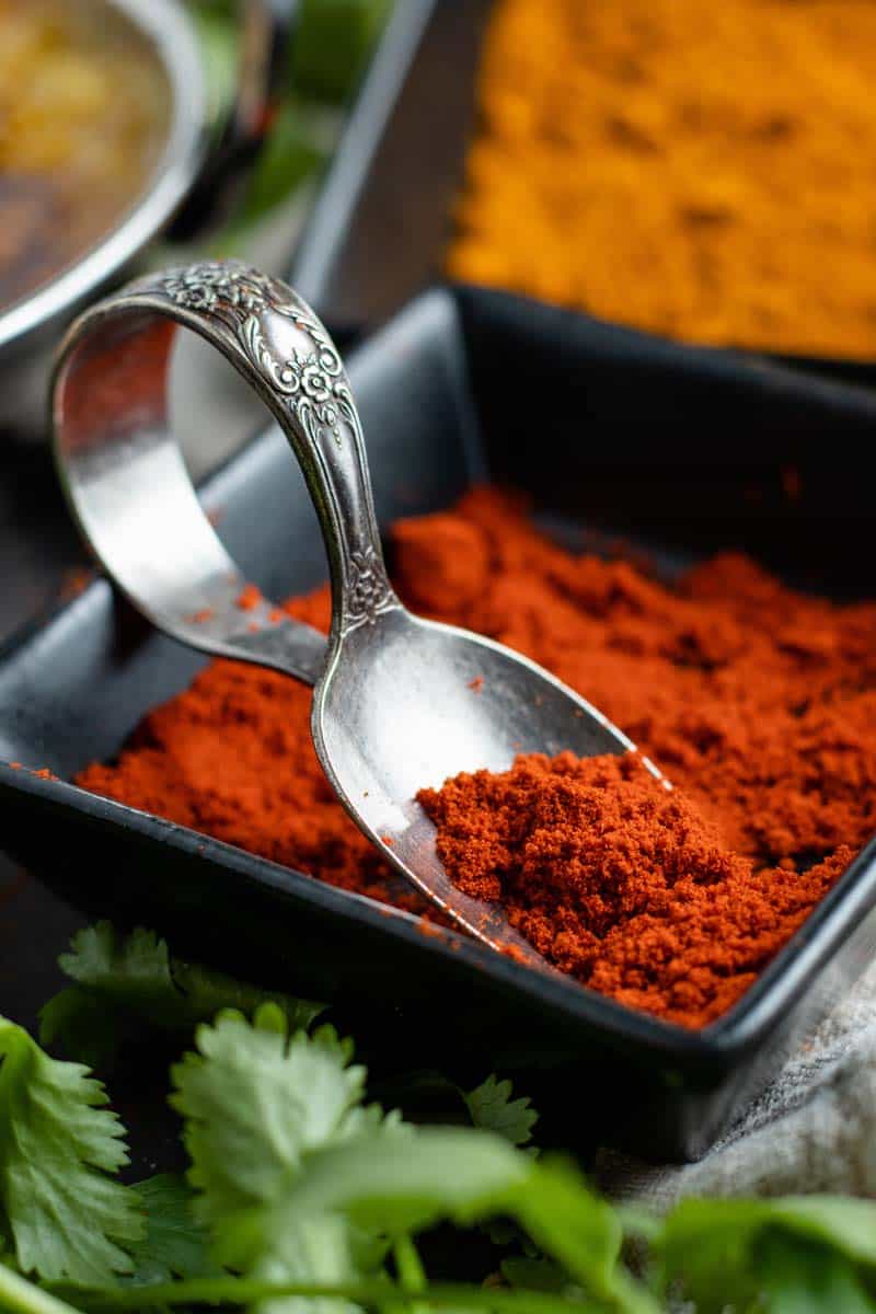 red chili powder in dish