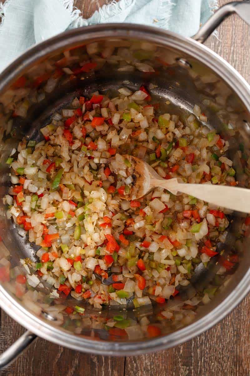 tadka in a stainless steel pot