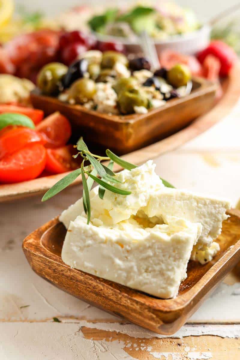 feta cheese in a dish