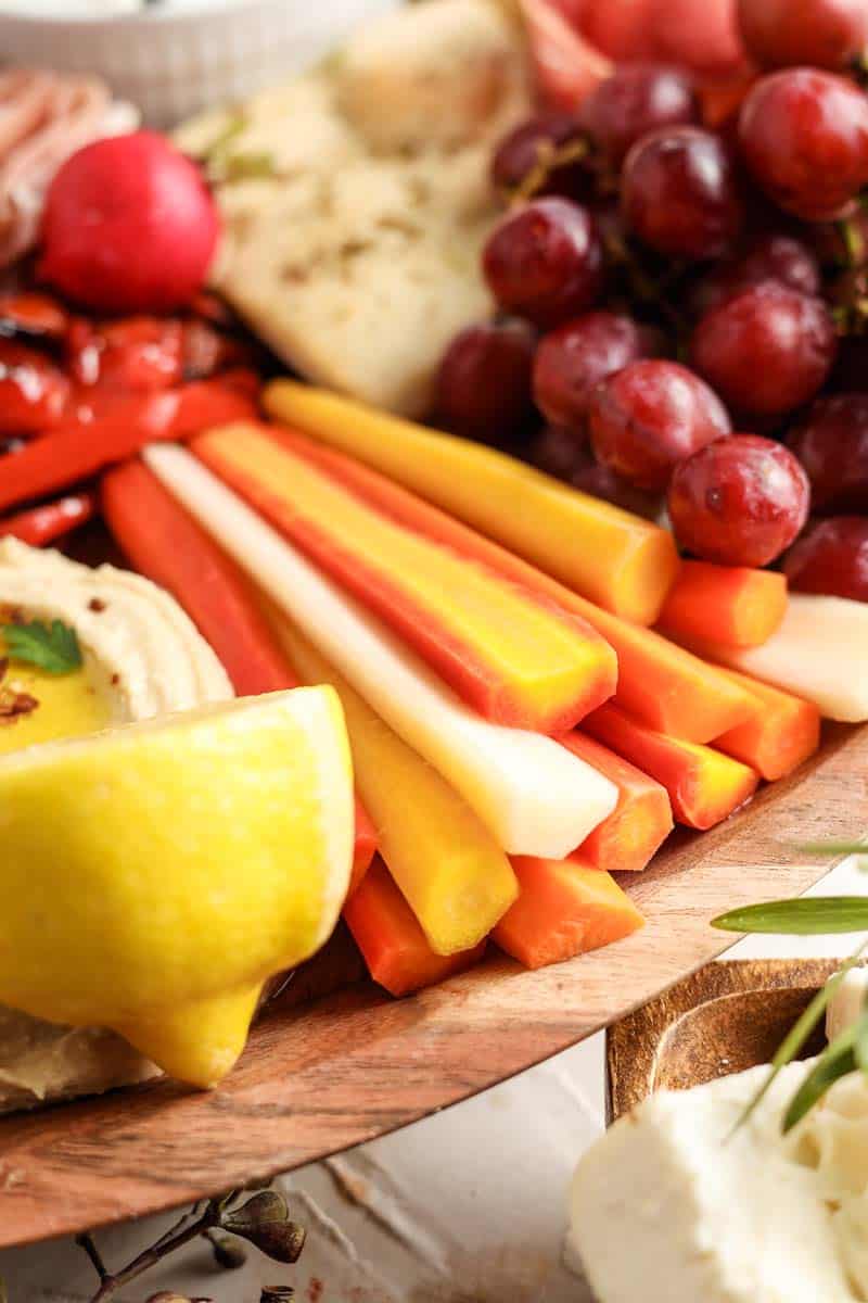 pickled carrots on a mezze platter