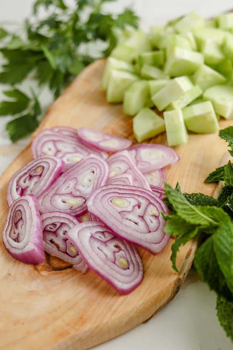 vegetables on a cutting board
