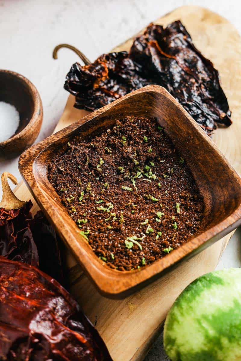 chile lime salt in a dish