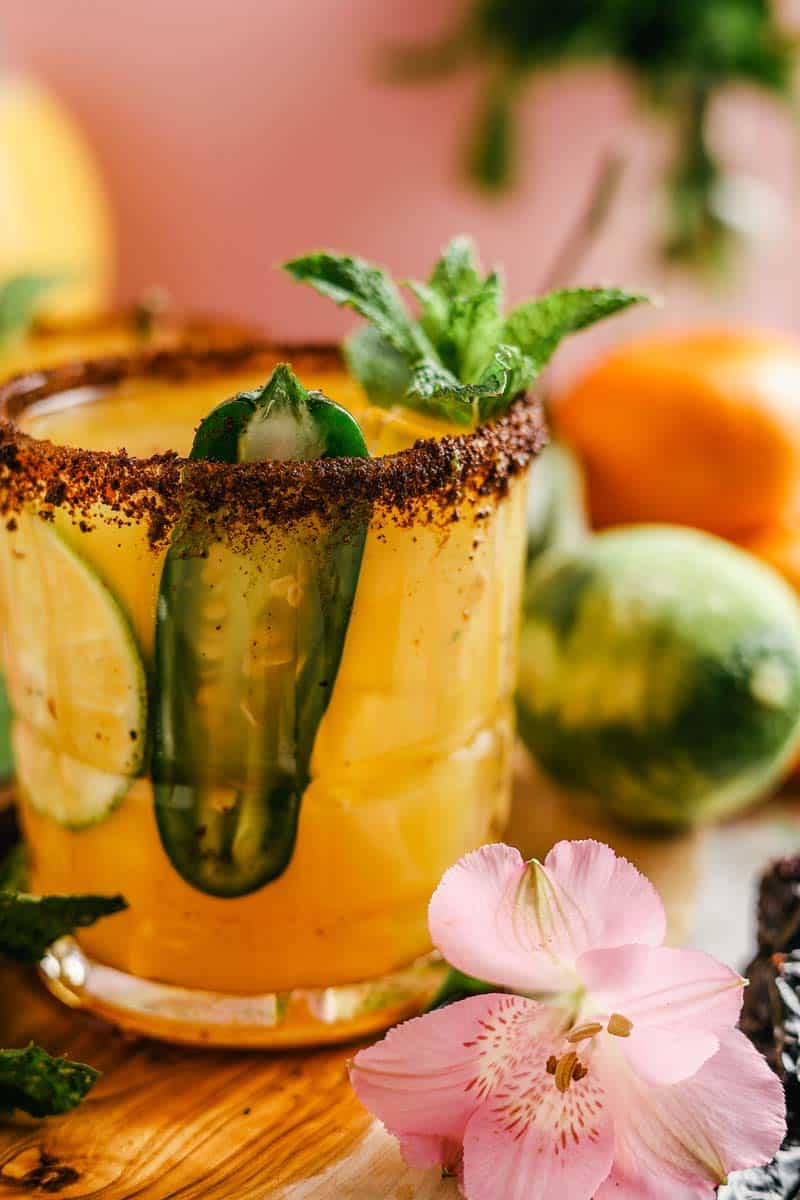 jalapeño margarita in a glass