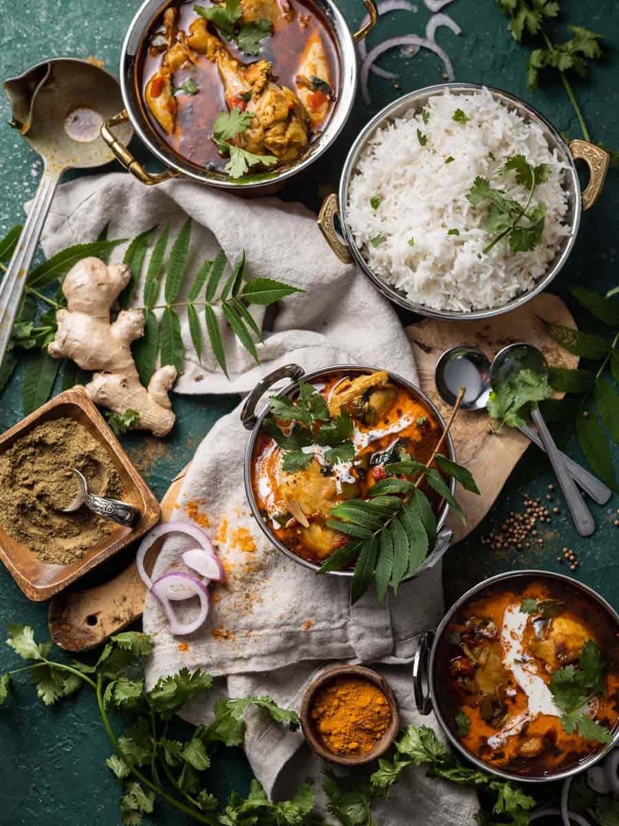 curry chicken in bowls