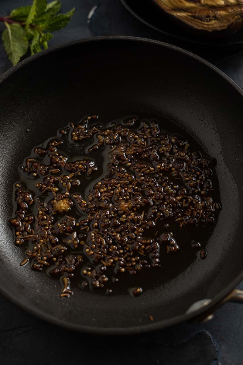 spices bloomed in sauté pan