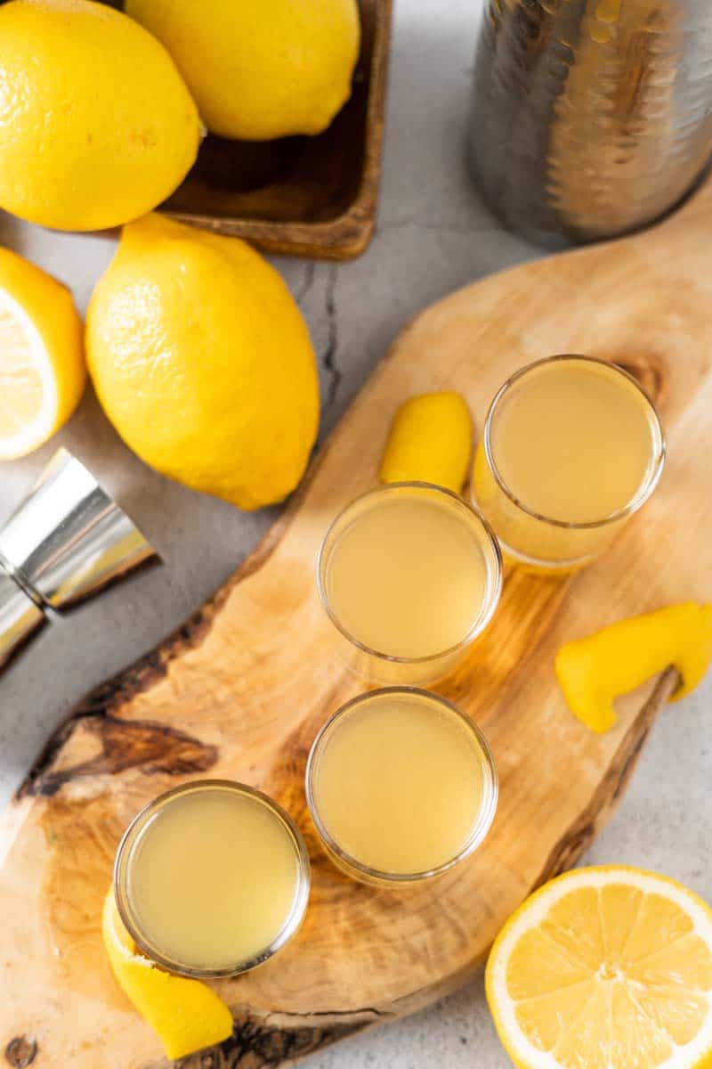 green tea shots in glasses