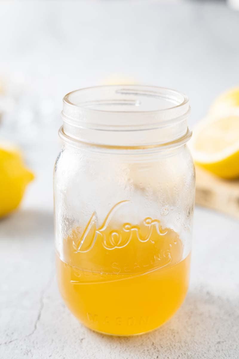 lemon simple syrup in a jar