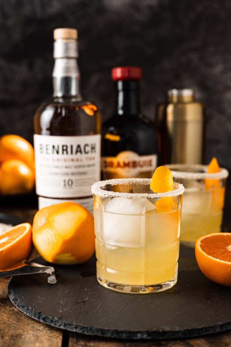 rusty nail cocktail in a glass