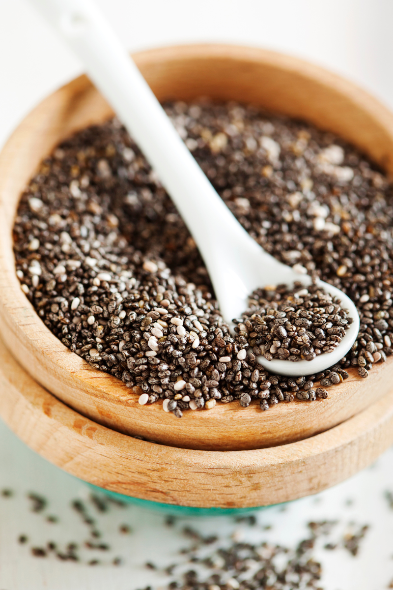 chia seeds in a bowl.
