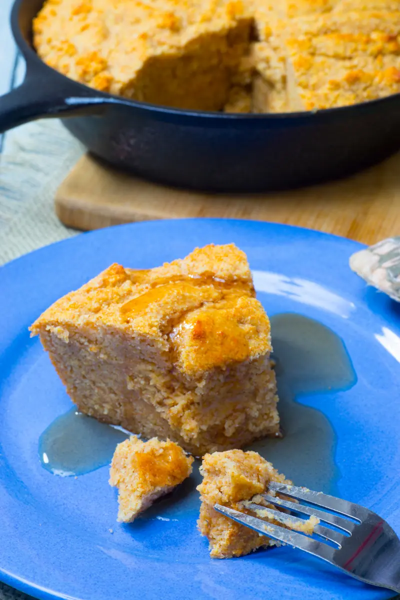 sliced cornbread on a plate.