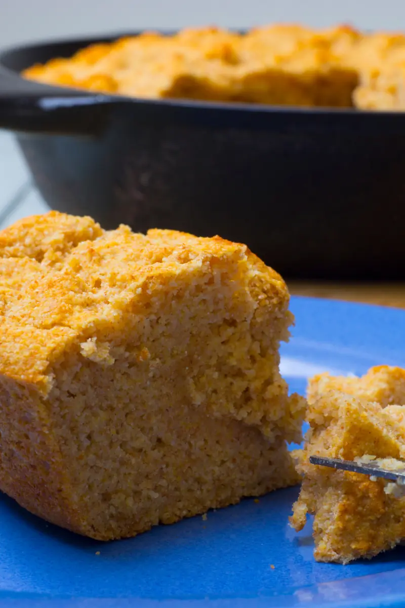 sliced cornbread on a plate.