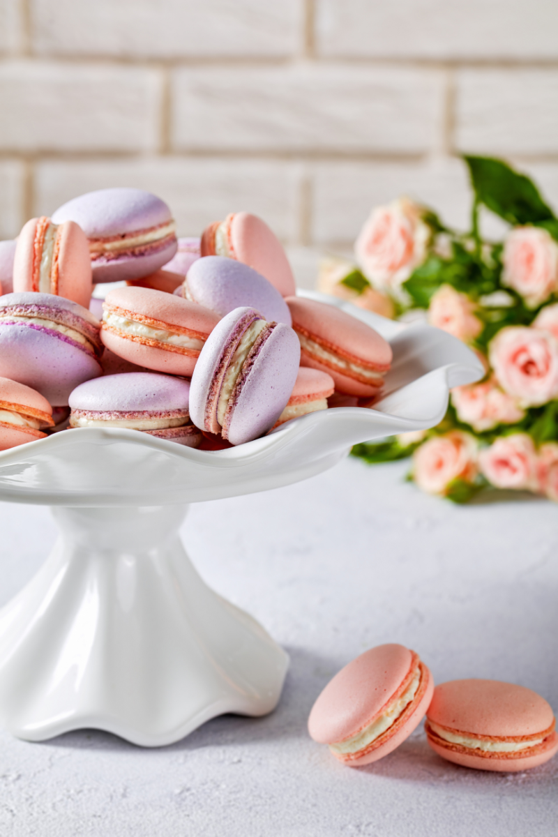 macarons on display at afternoon tea.