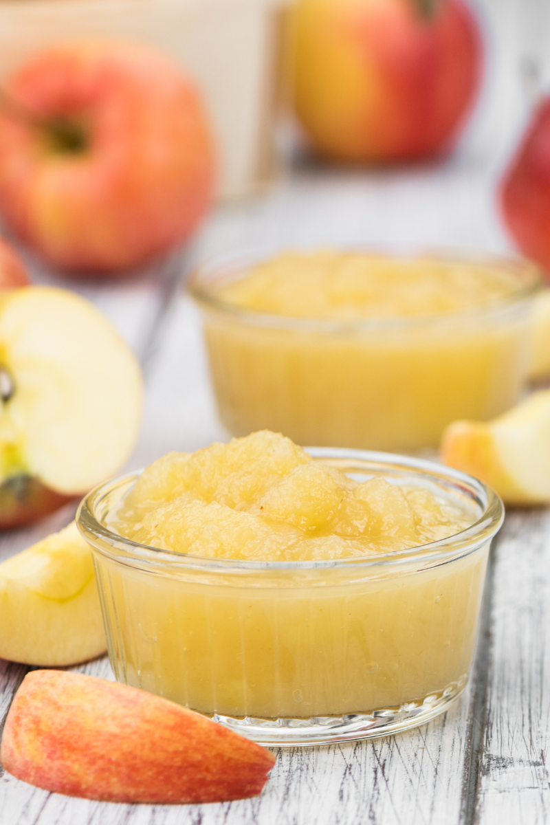 Applesauce in cups.