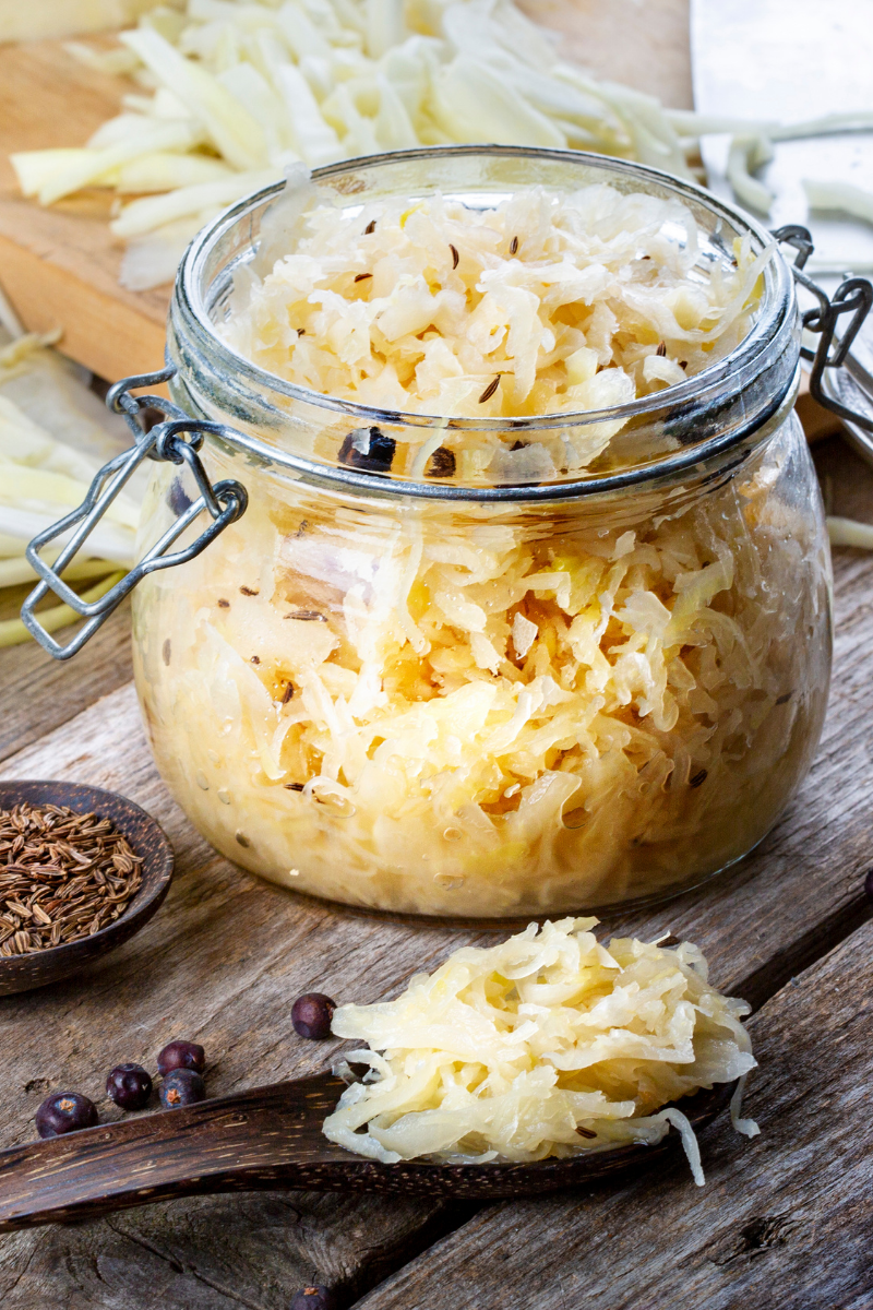 sauerkraut in a jar.