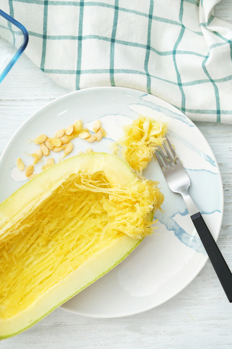 spaghetti squash on a plate.